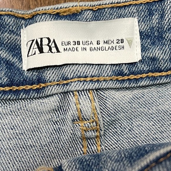 Zara Frayed High Rise Denim Shorts sz 6 - Picture 5 of 9